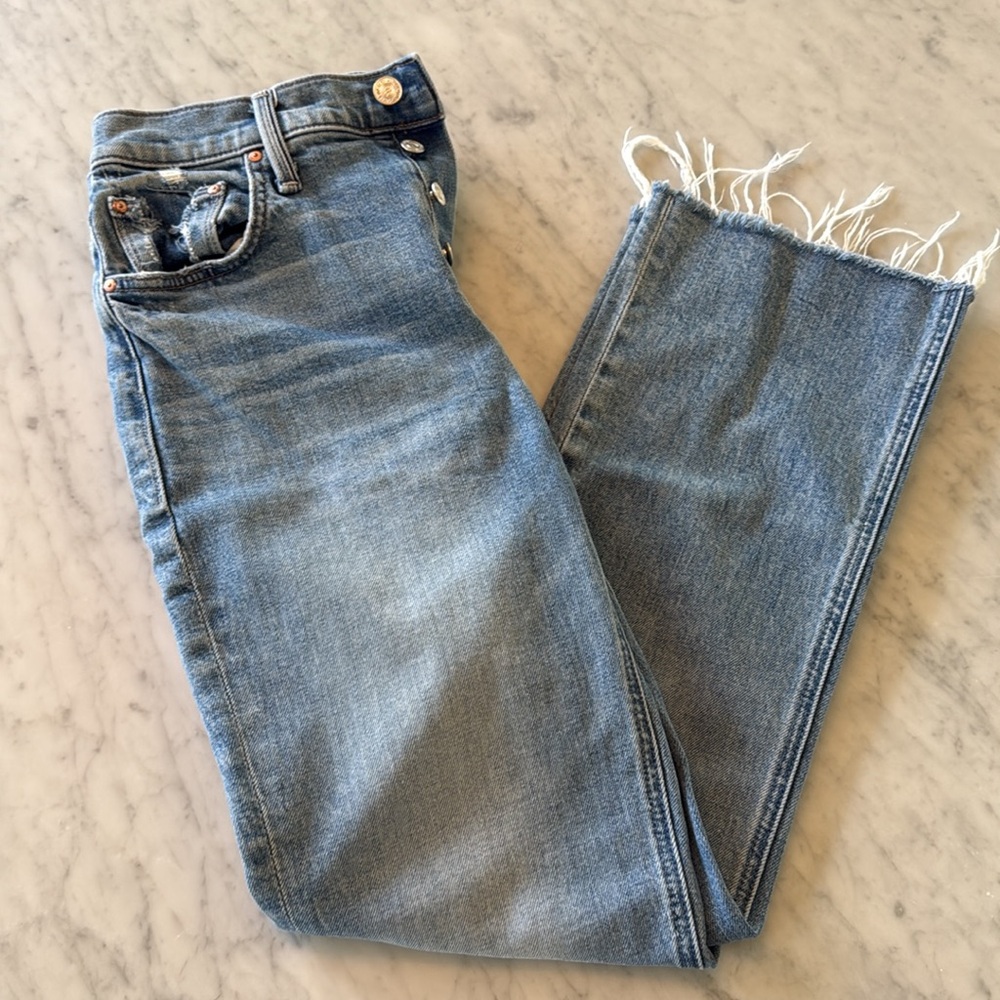 MOTHER Light Blue High-Rise Button-Fly Jeans
